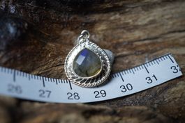 Labradorite   Facettiert  Tropfen  Anhänger   925 Silber