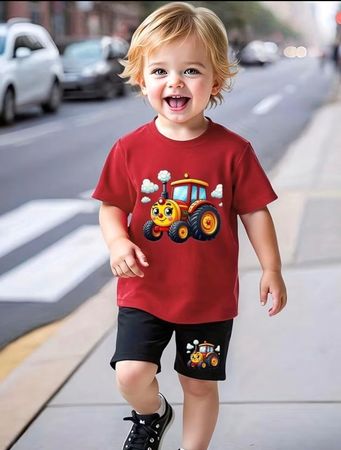 Trendiges Kurzarm-Outfit-Jungen-Traktor- bequem- 92-104