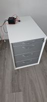 Schubladenschrank Weiss/Grau mit Schloss 4 Schubladen