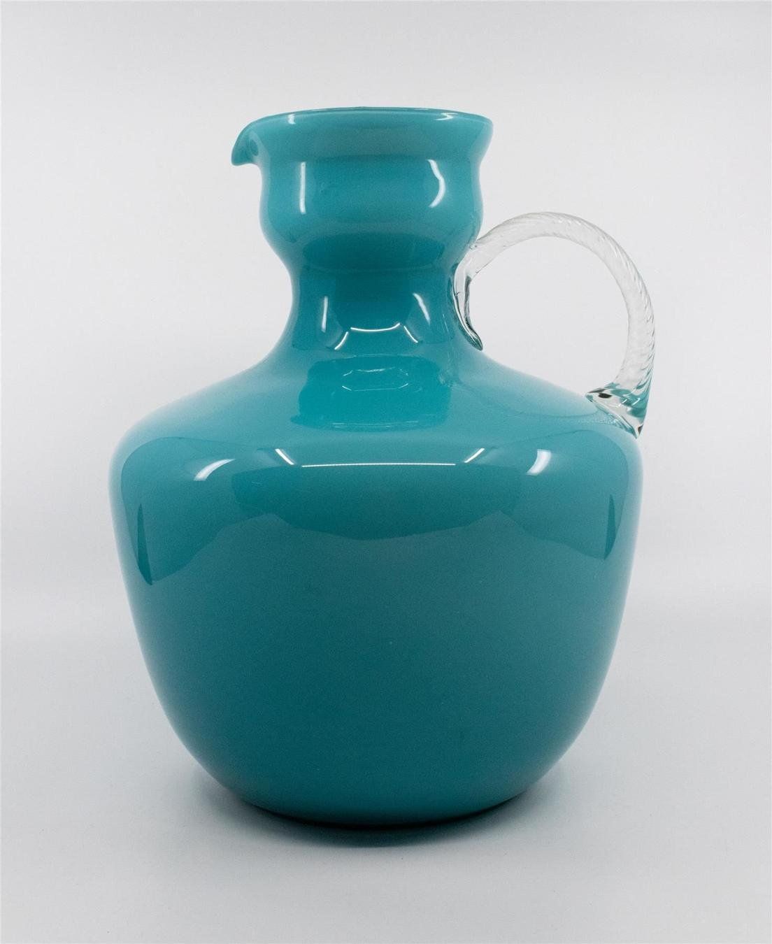 Caraffe: Blauer bauchiger Glaskrug – Usato da Zürich venduto da ZuercherBrockenhaus 2