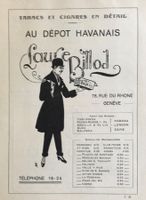 3 x Vintage Reklamen, Genève, Laure Billod, Cigarren, 1916