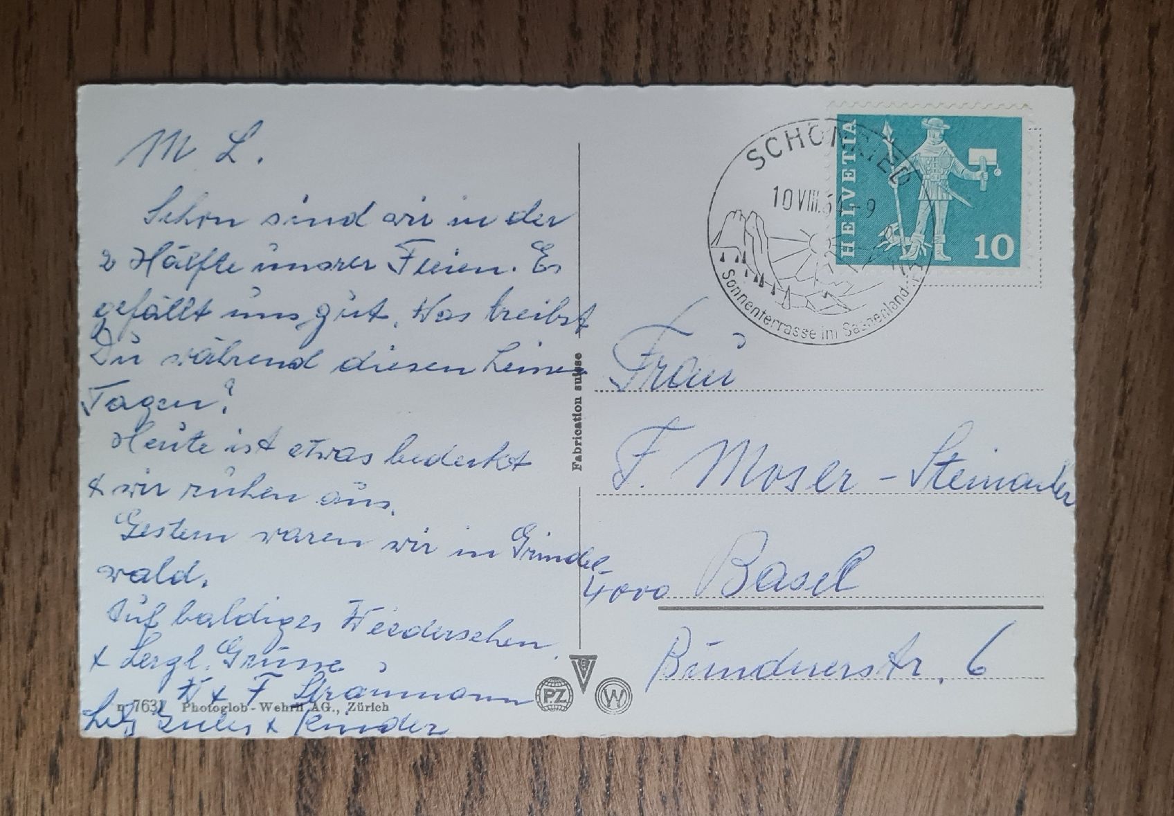 Cartoline postali: Schönried mit Rüblihorn 1969 – Usato da Ebikon venduto da Donar50 1