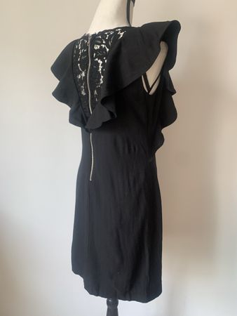 SET Kleid mit Fügelärmel &Spitze Gr. 34 Viskose schwarz kurz