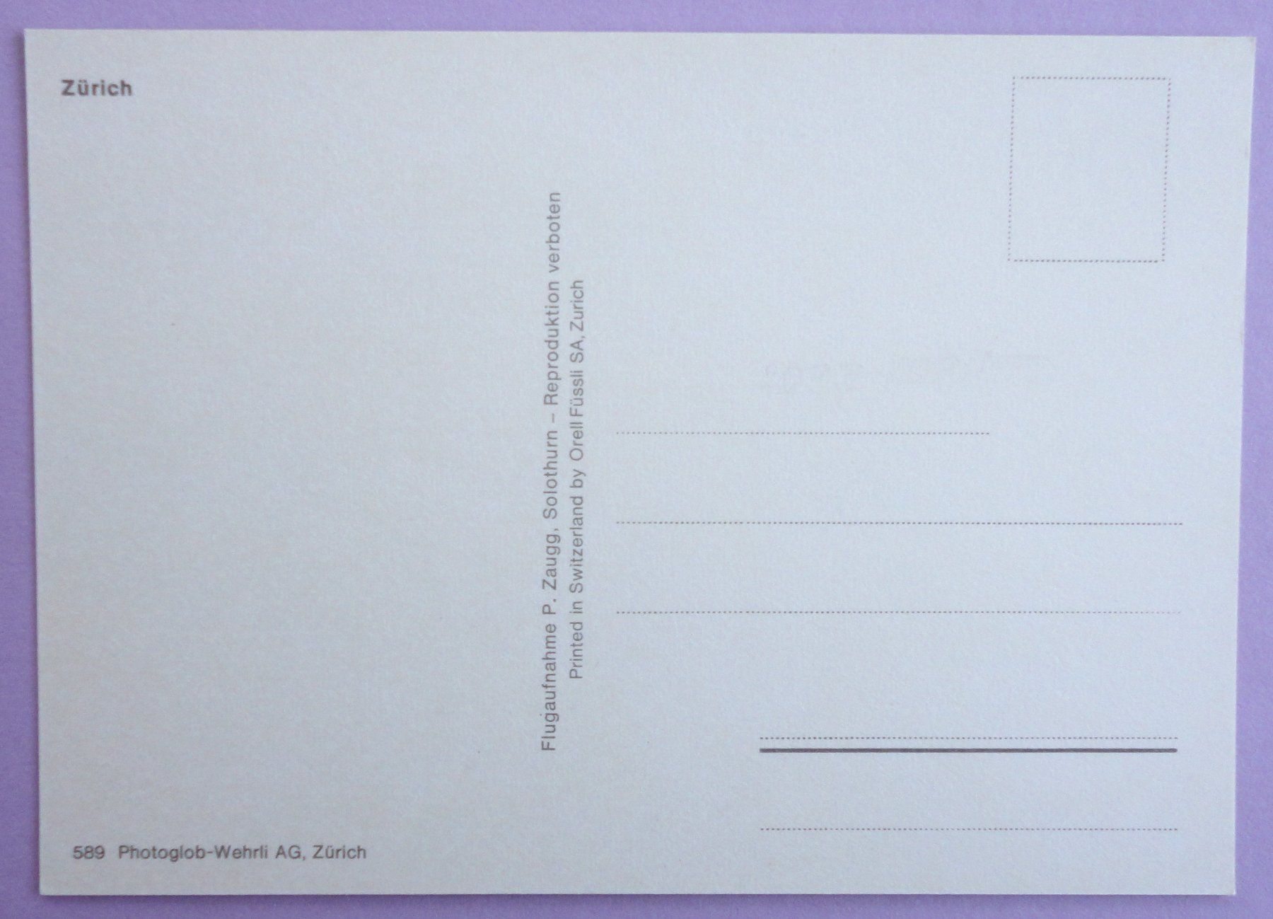 Cartes postales: Zürich – D'occasion à Fétigny par Billy2miny 1