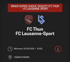 Ticket FC Thun - FC Lausanne-Sport / Stehplatz G18