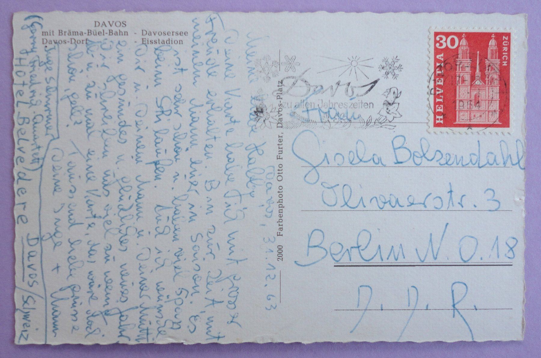 Cartoline postali: Davos – Usato da Fétigny venduto da Billy2miny 1