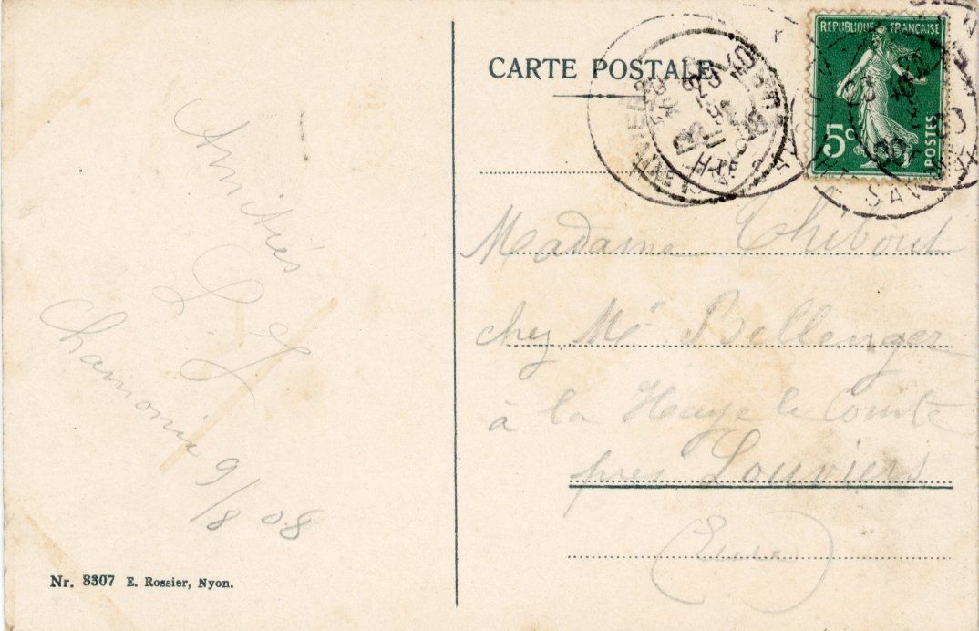 Cartoline postali: Martigny - Châtelard   VS -  Chemin de fer    en  1 9 0 8 – Usato da Brig venduto da Valcards54 1