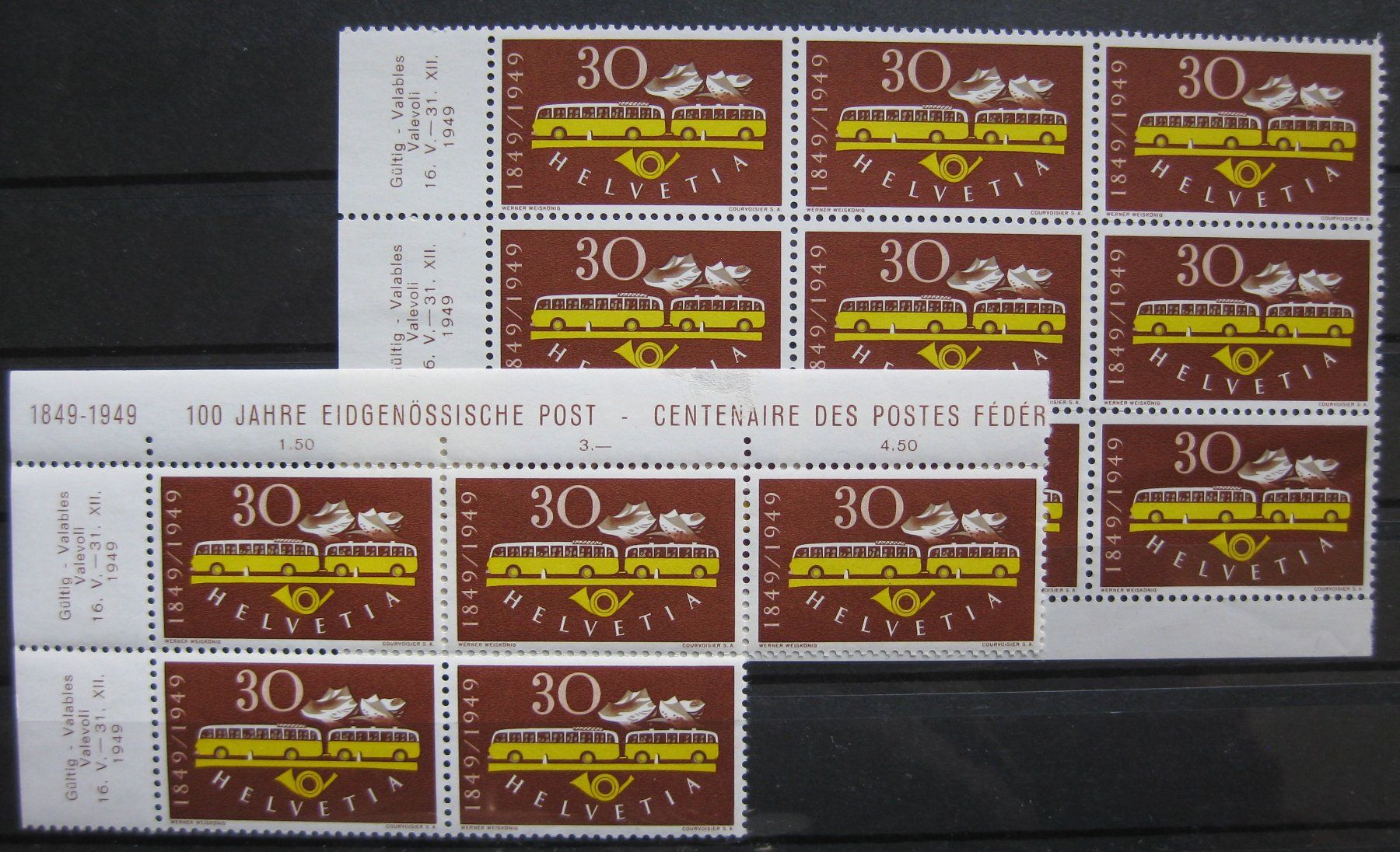 Tous les timbres: 1949 Eidgenössische Post 30 Rappen Teilbogen postfrisch – Neuf (Voir description) à Frauenfeld par Interessent1