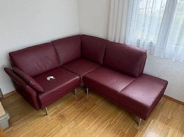 Ecksofa dunkel Rot, Leder