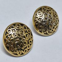 Vintage Gold Filigran Ohrringe Rund Dome Ohrstecker #C4