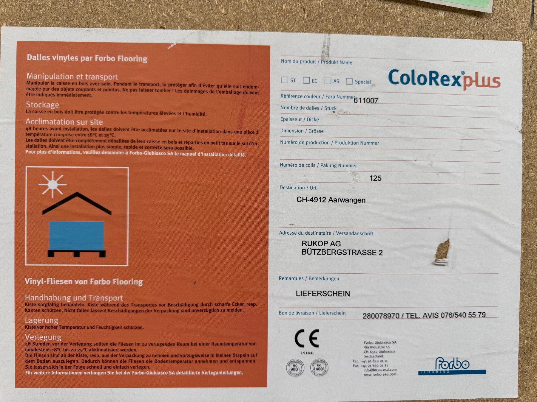 Forbo Rivestimenti per pavimenti: Bodenplatten FORBO.Colorex-Plus   61x61 cmFr.40.-/m2 – Nuovo e nell'imballaggio originale da Aarwangen venduto da rudolf1960 3