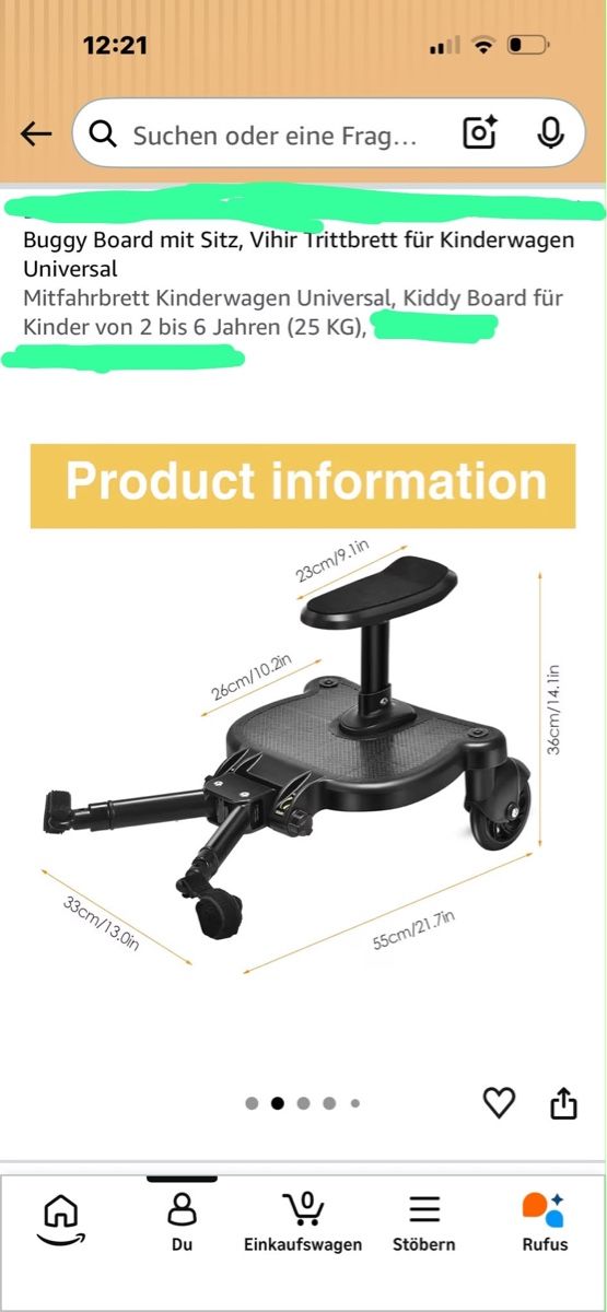 Accessori per carrozzine: Trittbrett Kinderwagen, Buggy Board mit Sitz, Universal – Usato da Zürich venduto da ISB85