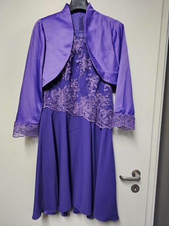 Robe Neuve Violette et Dentelle/Cocktail/Boléro assorti/T:38