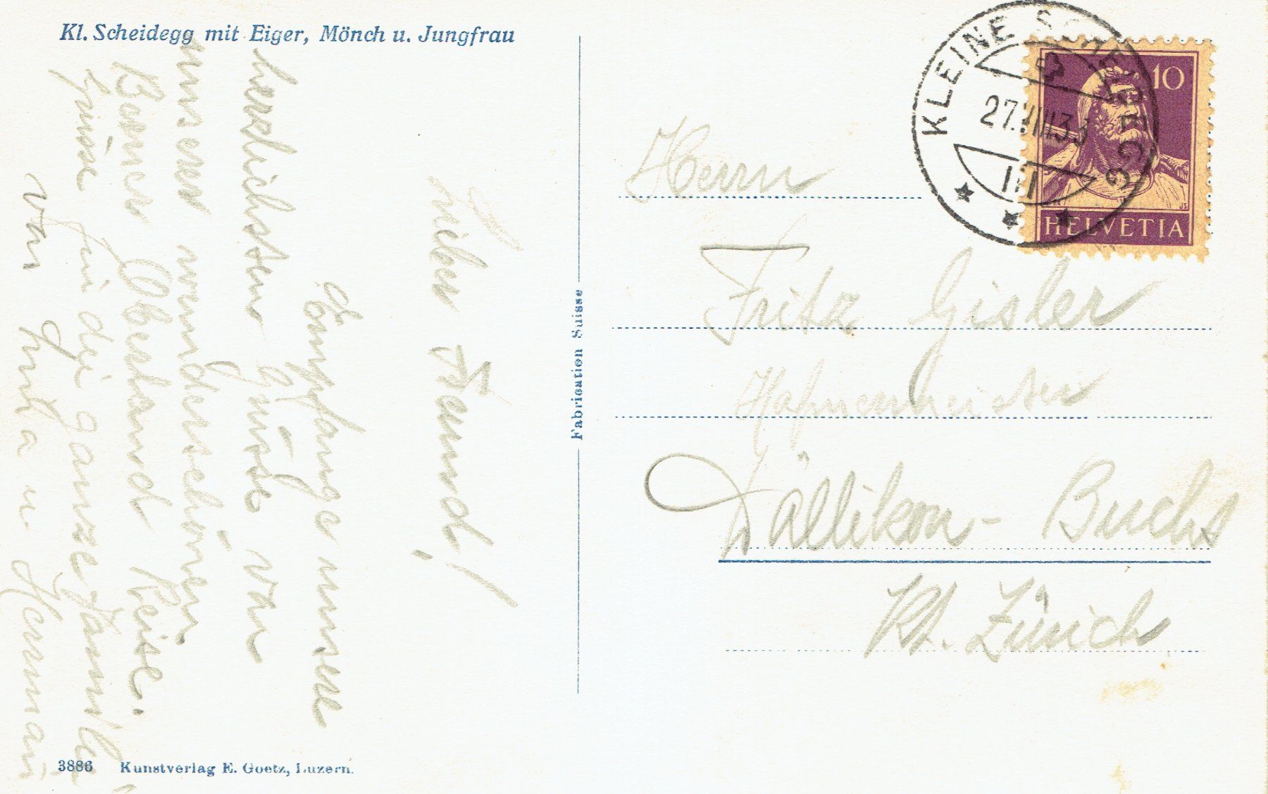 Cartoline postali: Kleine Scheidegg BE, um 1930 – Usato da Otelfingen venduto da Schmitte9 1