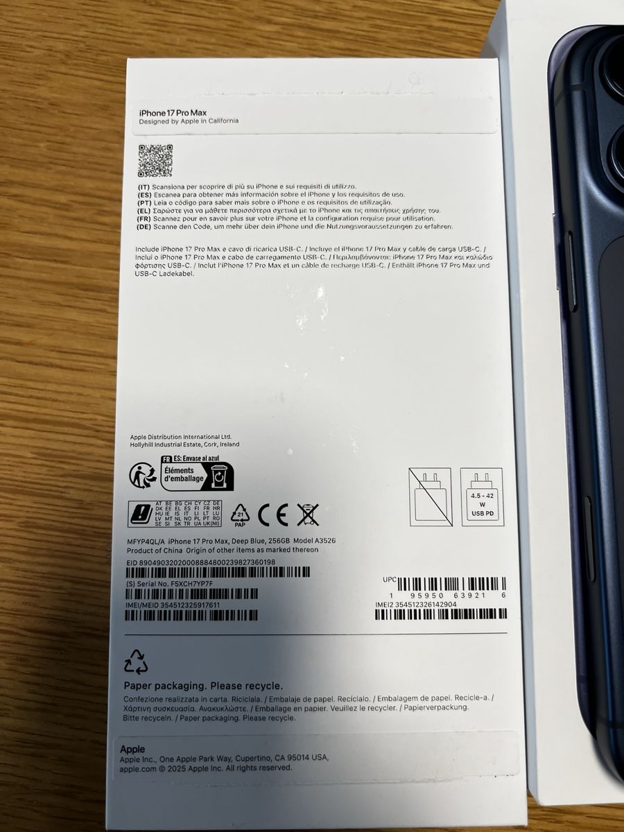 Apple Telefoni cellulari / Smartphones: iPhone 17 Pro Max 256GB – Nuovo e nell'imballaggio originale da Lalden venduto da paw_zz55 3