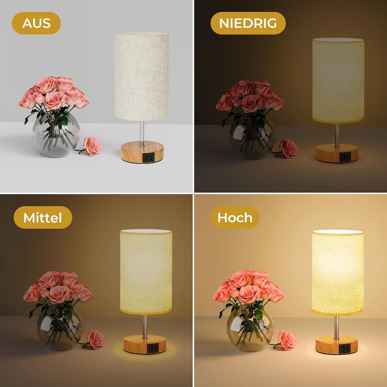 Lampade: 2x LED Nachttischlampe Touch dimmbar mit USB – Nuovo e nell'imballaggio originale da Nuglar venduto da SmartLiving24 2