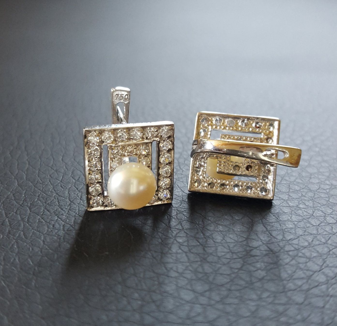 Orecchini pendenti & Orecchini a lobo: 750 Weiss Gold Perlen Ohrstecker/Steine – Usato da Wald ZH venduto da Dasilver 2