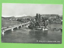 Genève, Ile J.J. Rousseau et Mont-Blanc