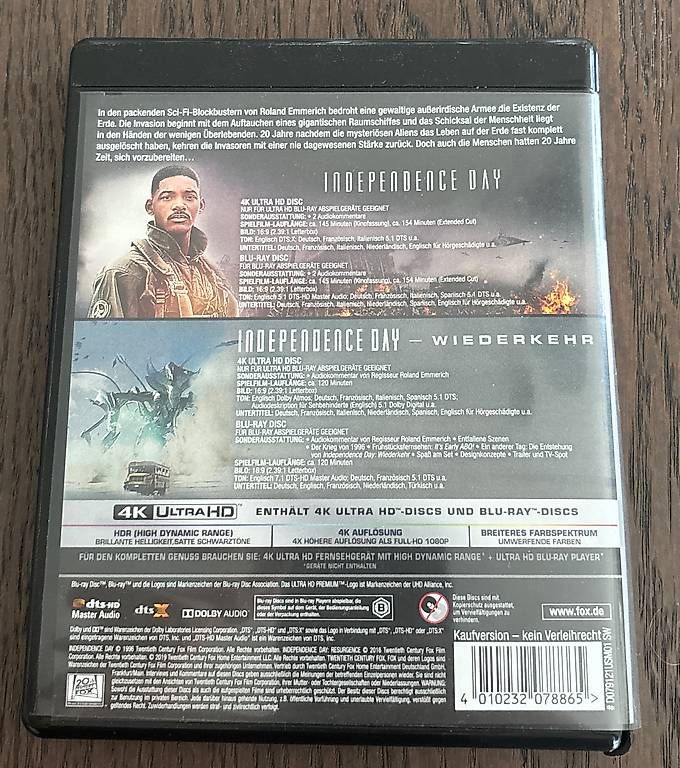 Tous les DVDs: Independence Day 1 & 2 Collection 4K UHD – D'occasion à Winterthur par Geilotime 1
