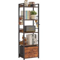 Bücherregal 5-stöckig, Bücherschrank mit Stoffschublade