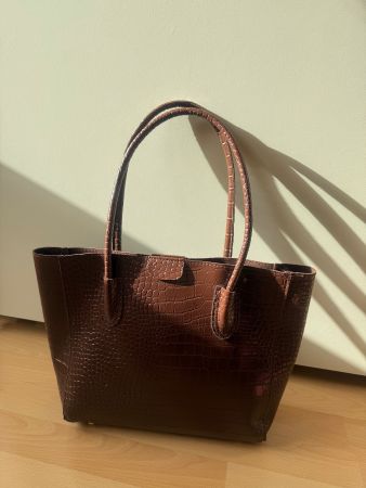 Handtasche braun Krokodiloptik Neu