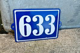 VINTAGE Emailschild Hausnummer 633 emaille ca! 20 x 13cm