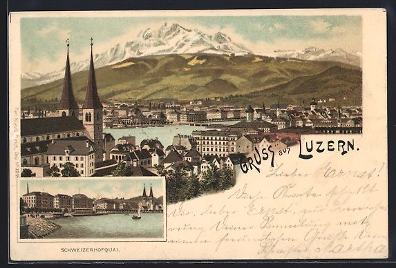 Cartoline postali: Litho Luzern, Panorama, Schweizerhofquai – Usato da Berlin venduto da bartko-reher