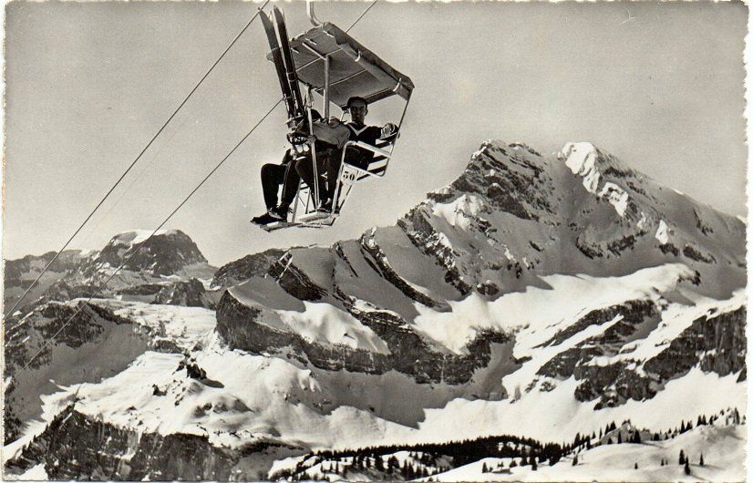 Cartoline postali: BRAUNWALD Sesselbahn Gumen, Ski – Usato da Jona venduto da philajona