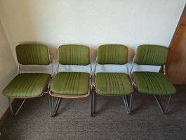 4 Mid-Century Stühle Chrom grün Retro Vintage 70er Jahre