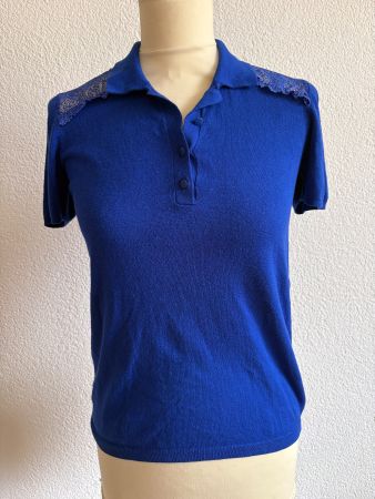 Polo Kookai bleu électrique, dentelle