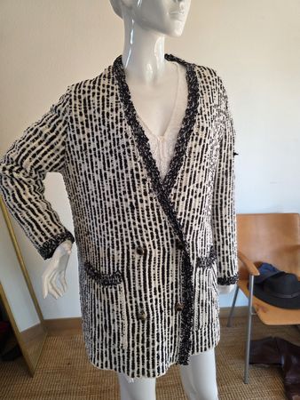 Giacca Zara bianco/nera righe, taglia M! 🧥👜