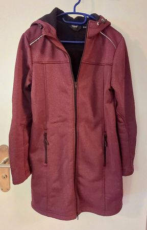 Damen Softshelljacke lang violett mit Kapuze gebraucht
