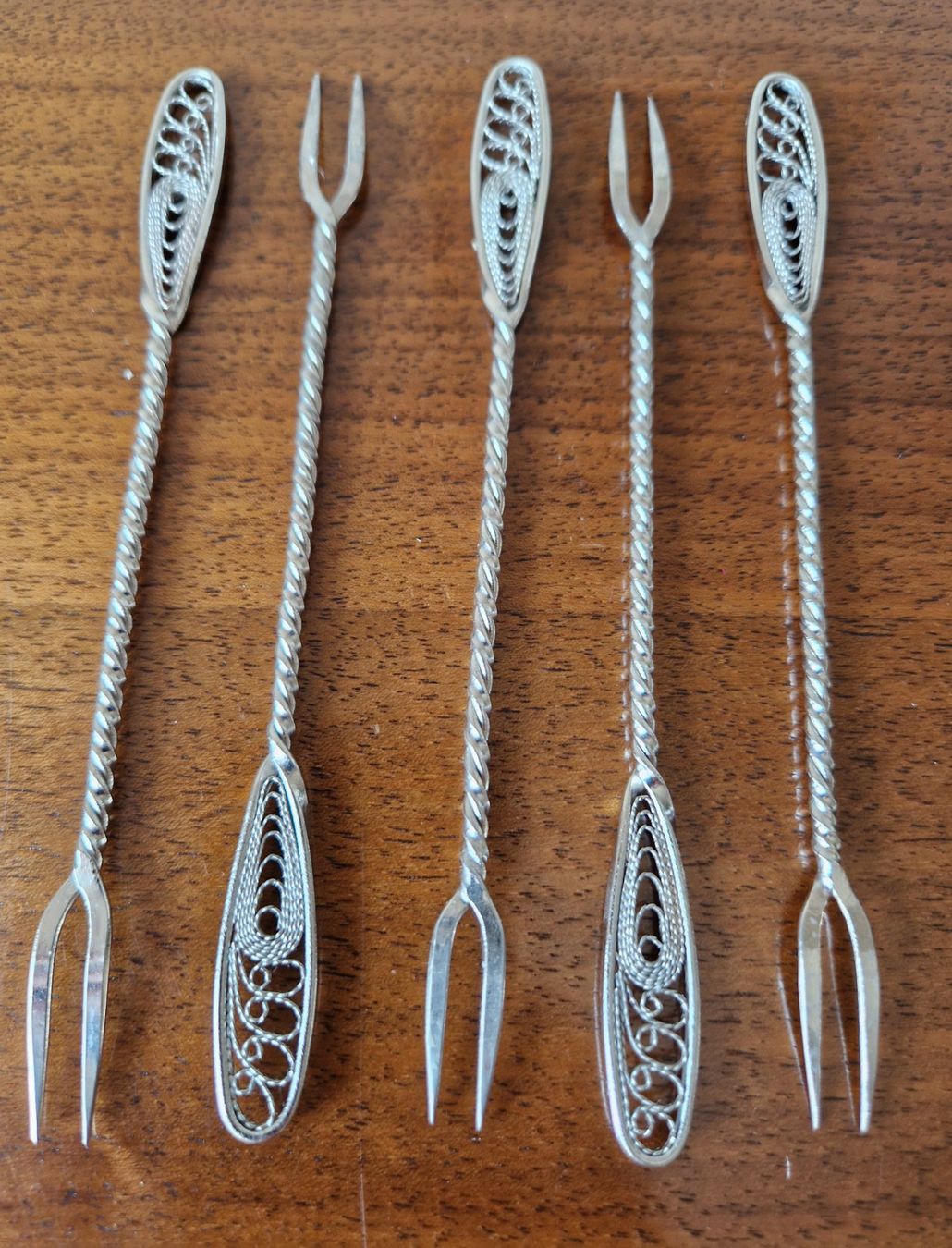 Forchette: 5er Set Vintage Cocktailgabeln – Usato da Bern venduto da Antikbatik 4