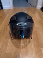 Probiker Jethelm / Motorradhelm mit Visier, schwarz