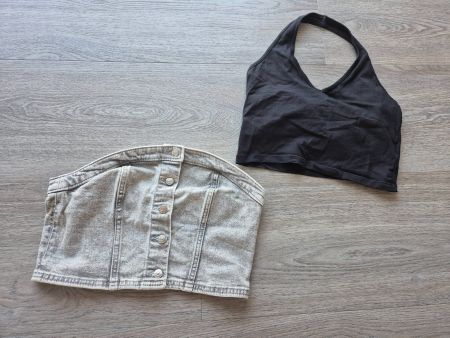 2x Sommer Oberteile Top Trägerlos Jeans & Black Gr. XS/S