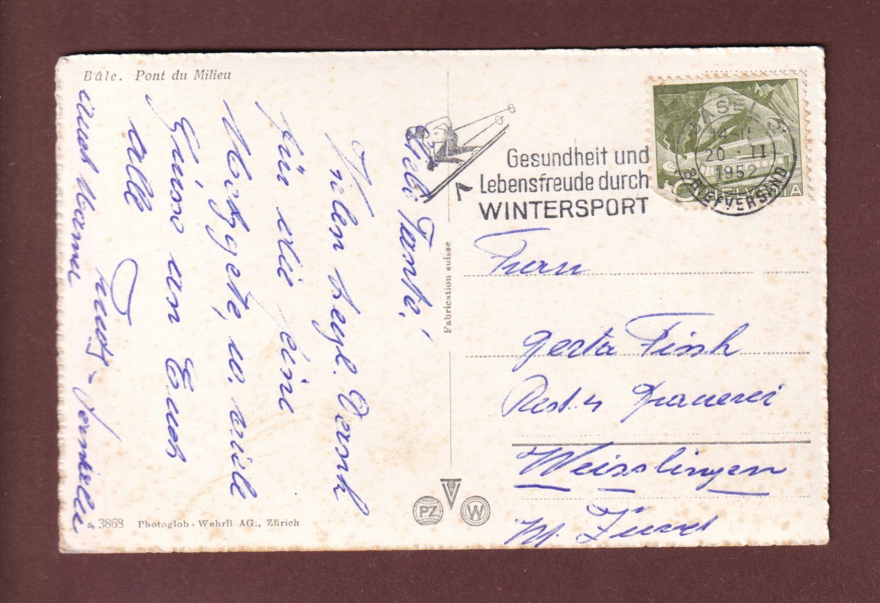 Ansichtskarten: BASEL - Mittlere Rheinbrücke - 1952 – Gebraucht aus Pully von nicecards-shop 1