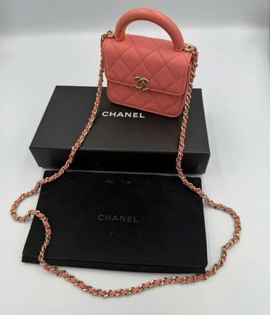 Chanel Mini Top Handle Flap Bag, rosa