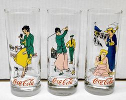 3 alte spezielle Coca-Cola Gläser  3-er Serie von 1993