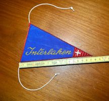 VINTAGE Wimpel INTERLAKEN nos ST. GALLER STICKEREI velo