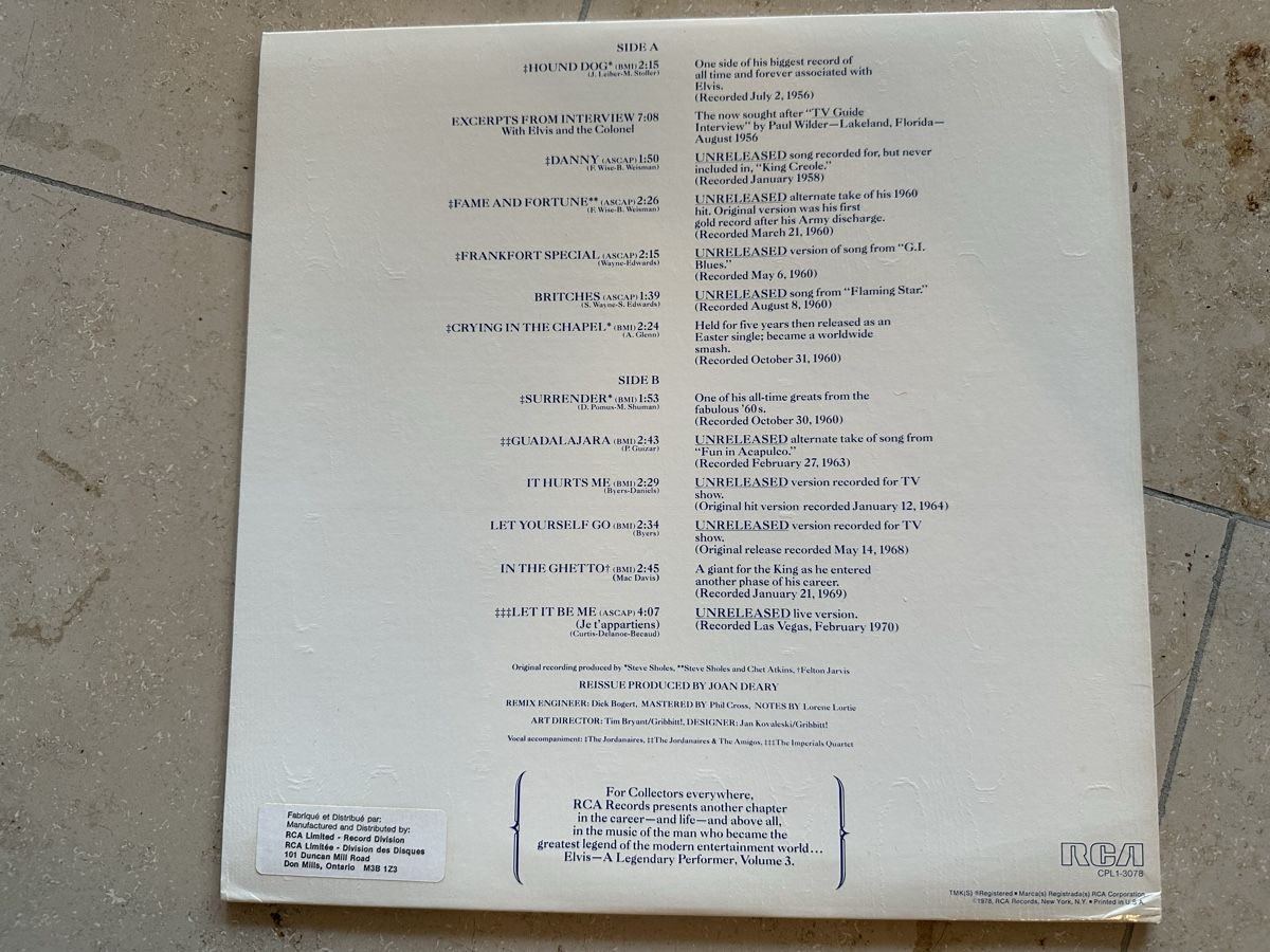 Dischi in vinile: ELVIS - A Legendary Performer - Vinyl LP - 1978 – Nuovo (secondo la descrizione) da Lommiswil venduto da hedstrom1901 1