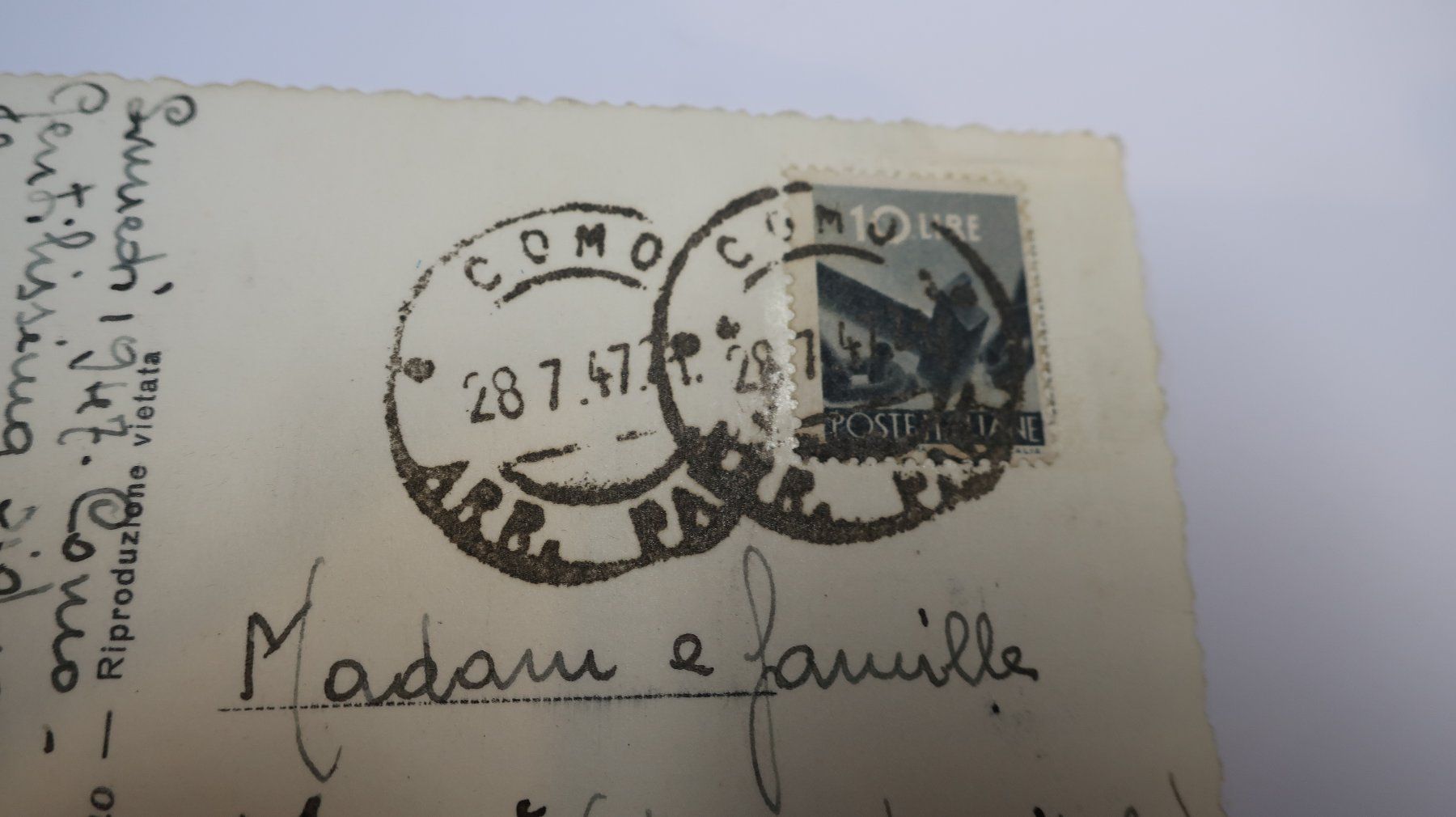 Ansichtskarten: Como dal viale degli Inglesi  1947 – Gebraucht aus Cormoret von Pascalll2001 4