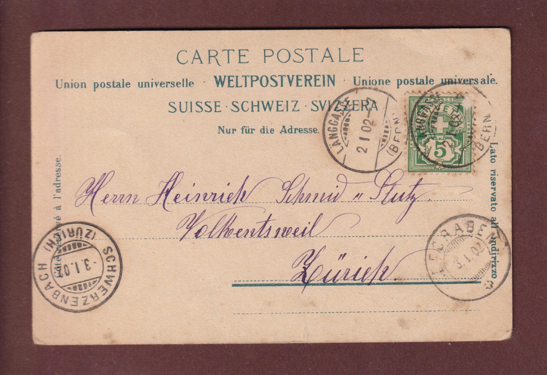 Cartoline postali: BERN - Bärenbrunnen - Kutsche - 1902 – Usato da Pully venduto da nicecards 1