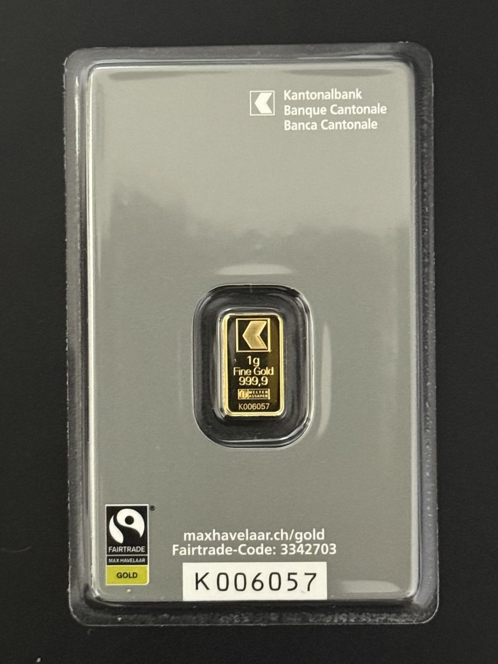 Metalli preziosi: Goldbarren 1g Kantonal Bank – Nuovo e nell'imballaggio originale da Untersiggenthal venduto da byiggy