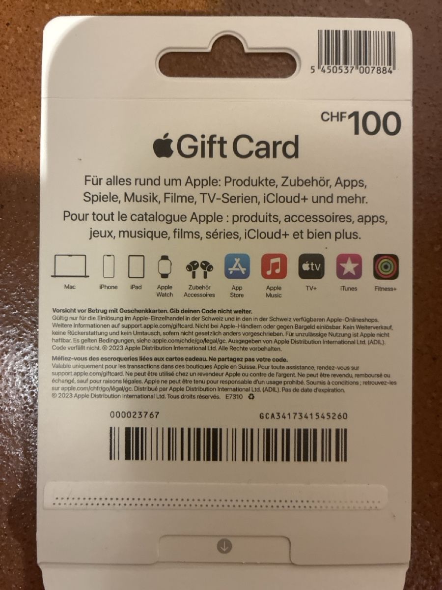 Buoni: Apple Gift Card 100 CHF – Nuovo e nell'imballaggio originale da Villa Luganese venduto da ste_gmg7 1