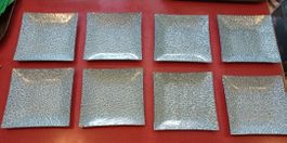 8 Stk. Spezielle silber Glas Dessertteller/Deko/ Apero