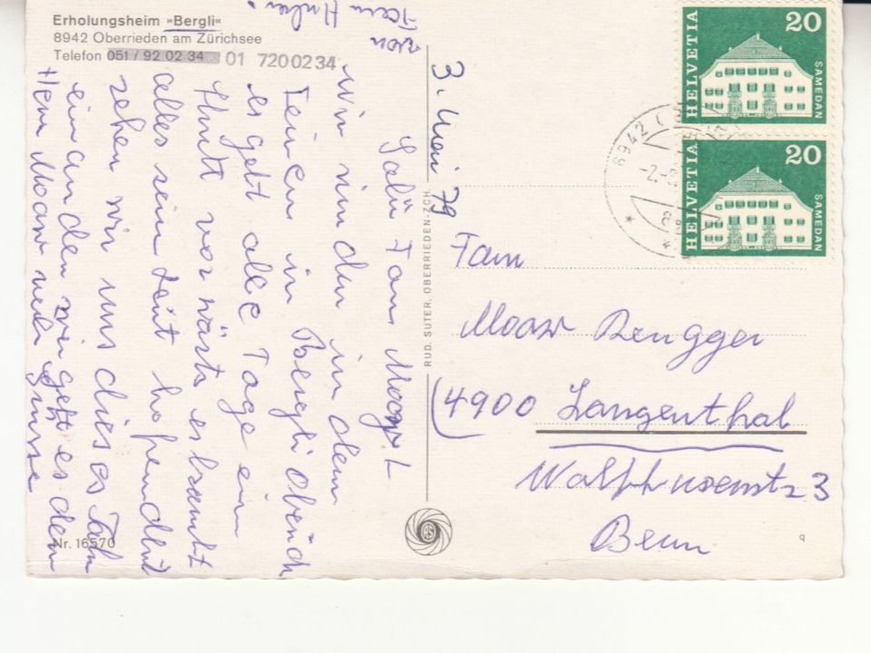 Ansichtskarten: Oberrieden Bergli 1978 – Gebraucht aus Bürglen TG von StampGraf 1