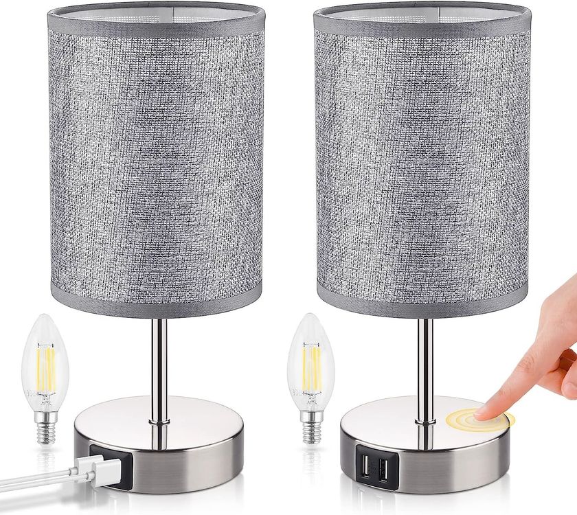 Bonsery Nachttischlampe (2er Set) – Touch-Dimmung, Fernbedienung, 256 Farben, Kabellos, Akku 3000 MAh, Timer – Für Schlafzimmer