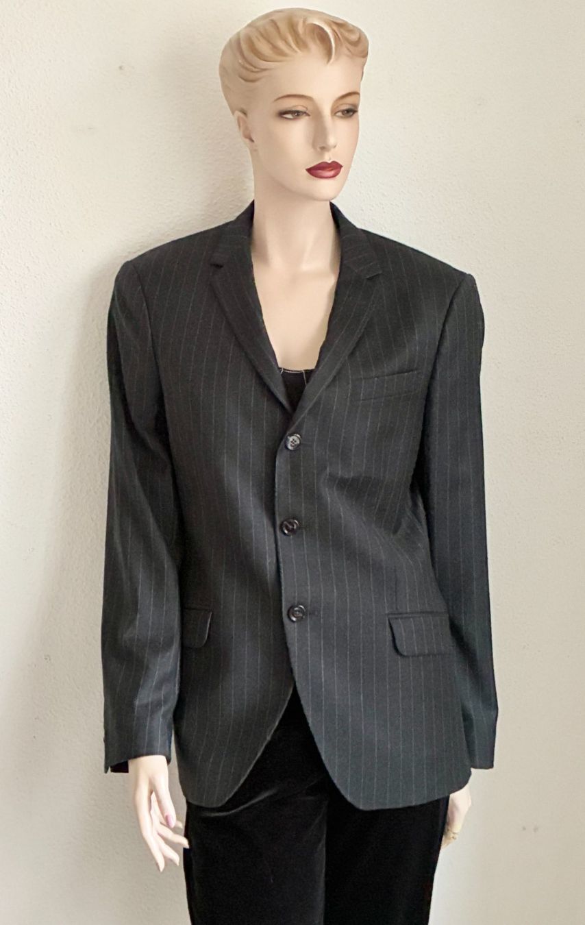 Sakko Jacken: Gestreifter Herren Blazer in Wolle/Kaschmir – Gebraucht aus Kloten von Nephty 7