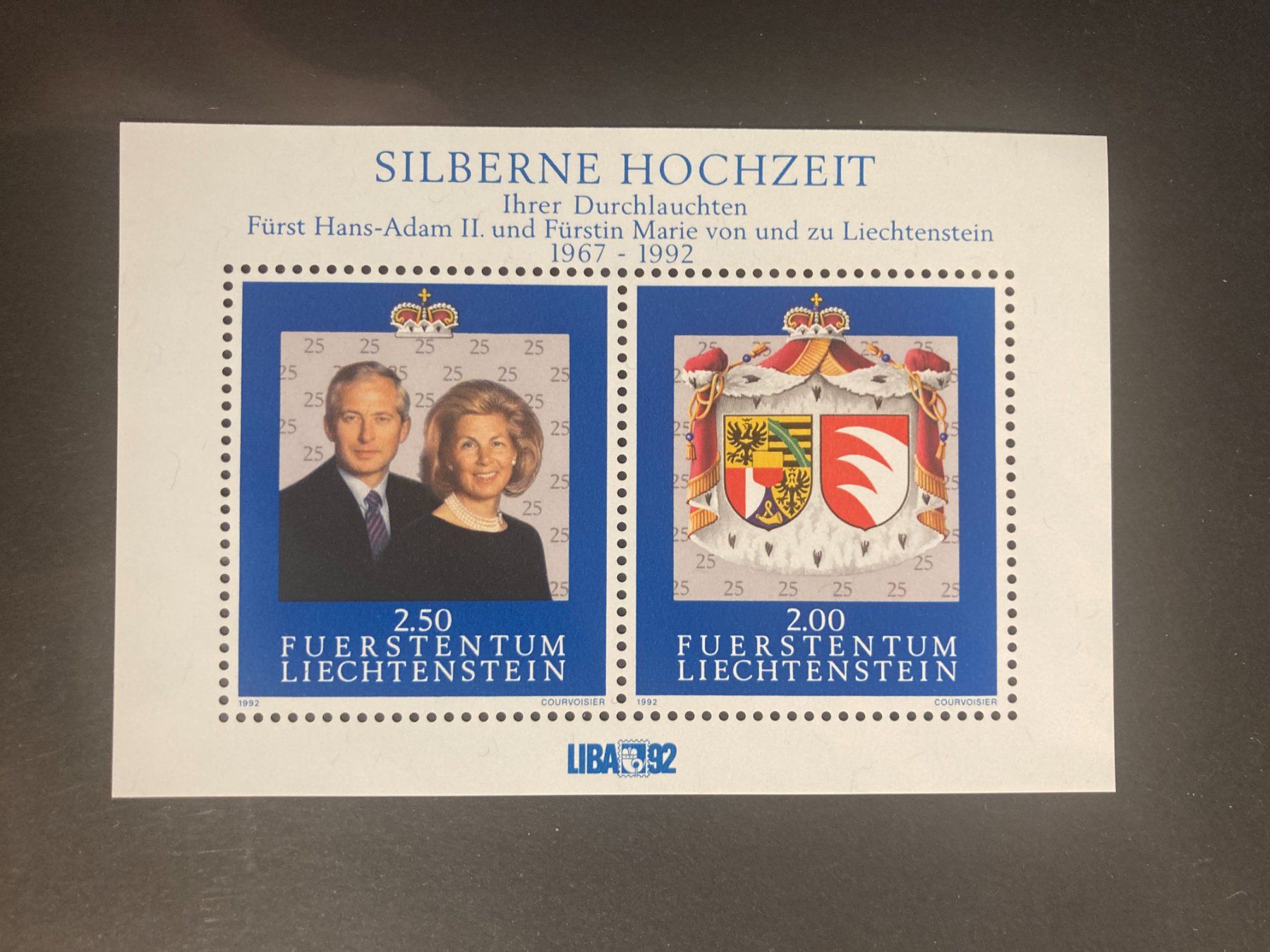 Tutti i francobolli: Liechtenstein 1992 Block Silberne Hochzeit LIBA postfrisch – Nuovo (secondo la descrizione) da Liestal venduto da schnueps