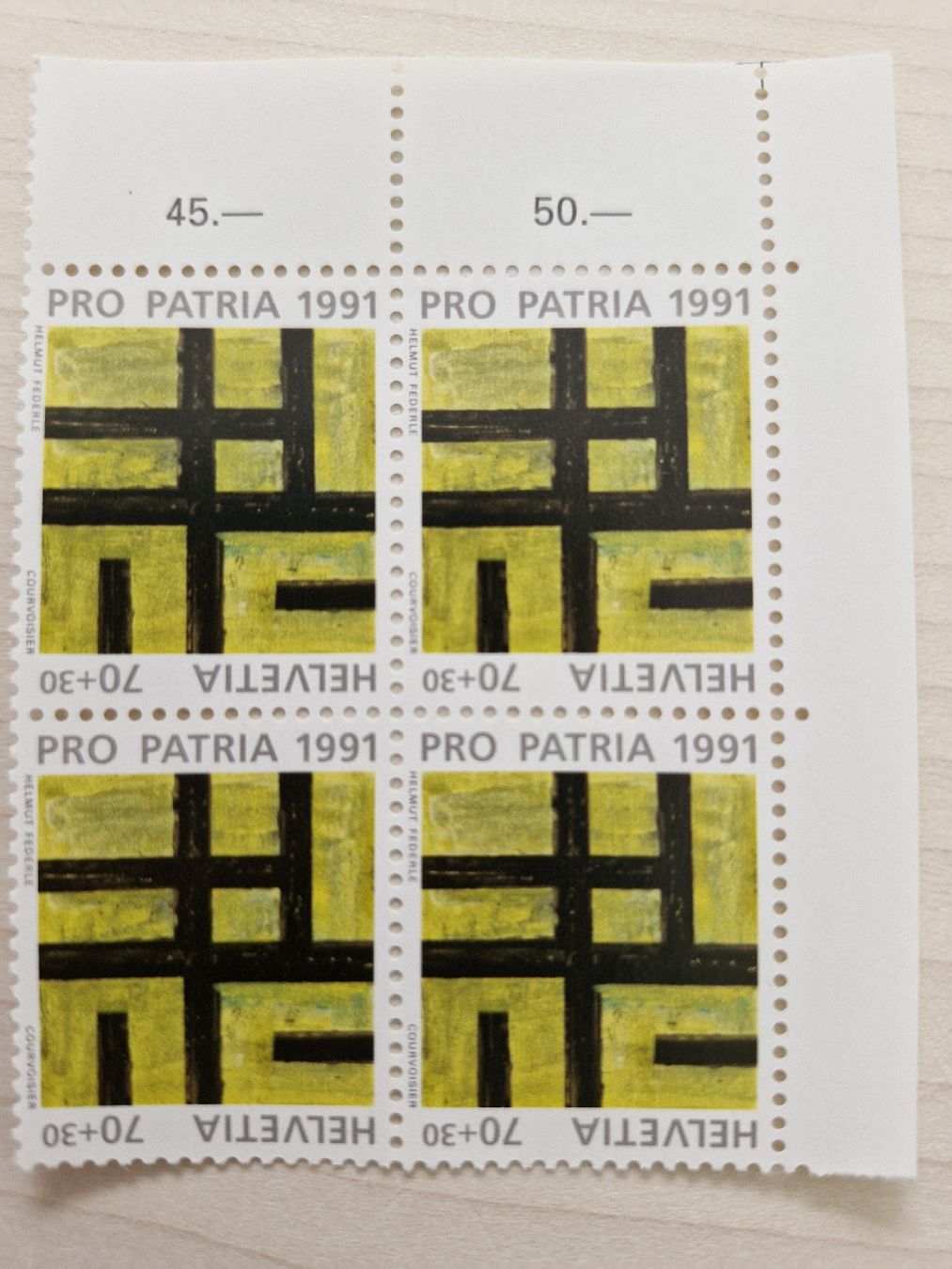 Tous les timbres: Pro Patria 1991 4er Block postfrisch Top – Neuf (Voir description) à Frauenfeld par Kasico 2